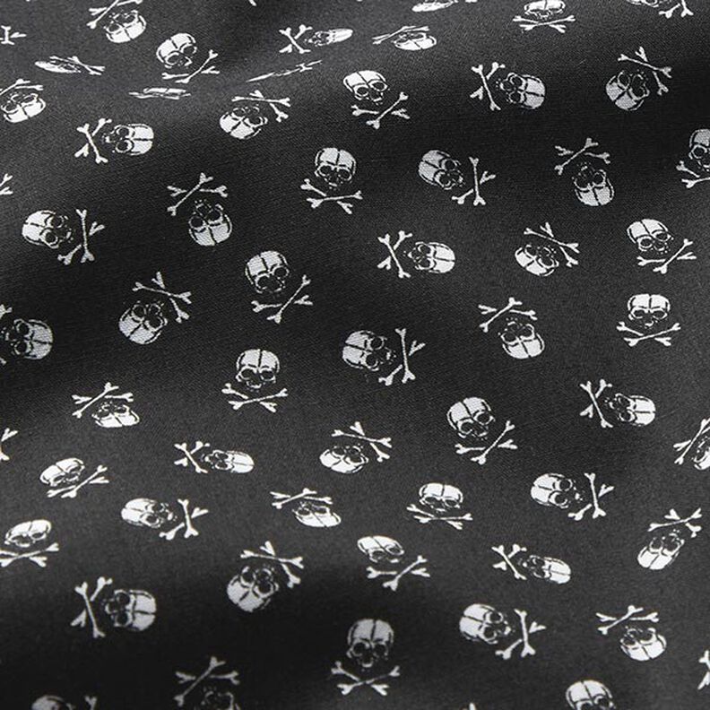 Popeline Tête de mort – noir/blanc, image number 2