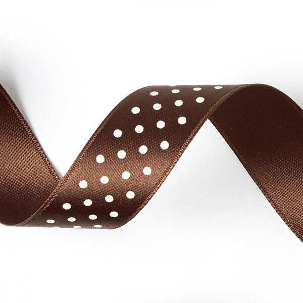 Bande de satin Points - marron / blanc, image number 2