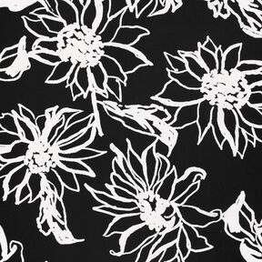M&eacute;lange viscose lin Tournesols abstraits &ndash; noir/blanc | Reste 60cm, 