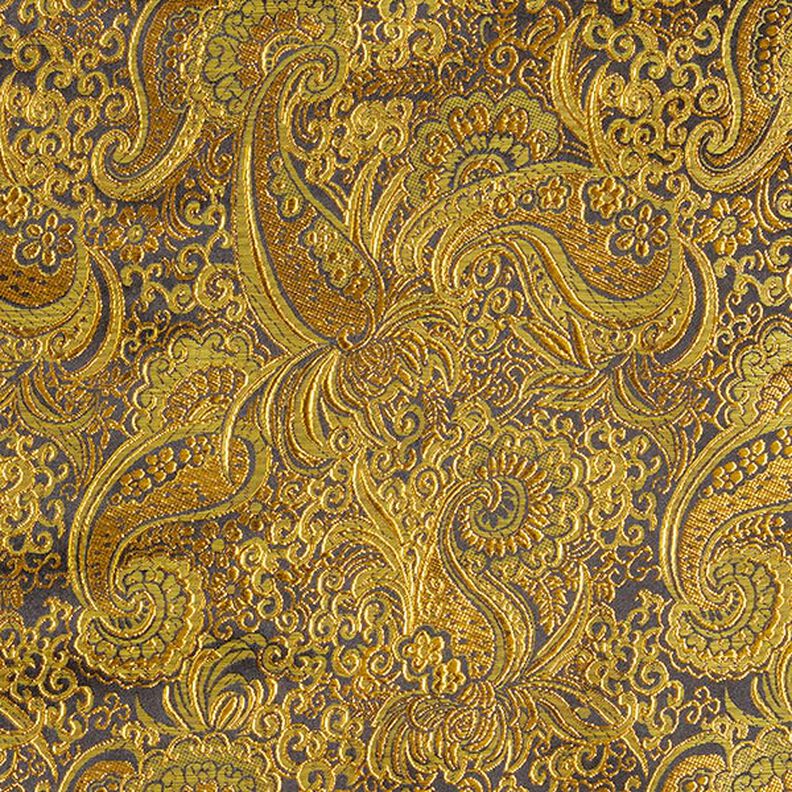 Jacquard d’habillement métallisé Paisley – or/noir,  image number 1