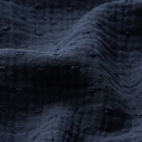 Tissu double gaze de coton dobby – bleu marine, 