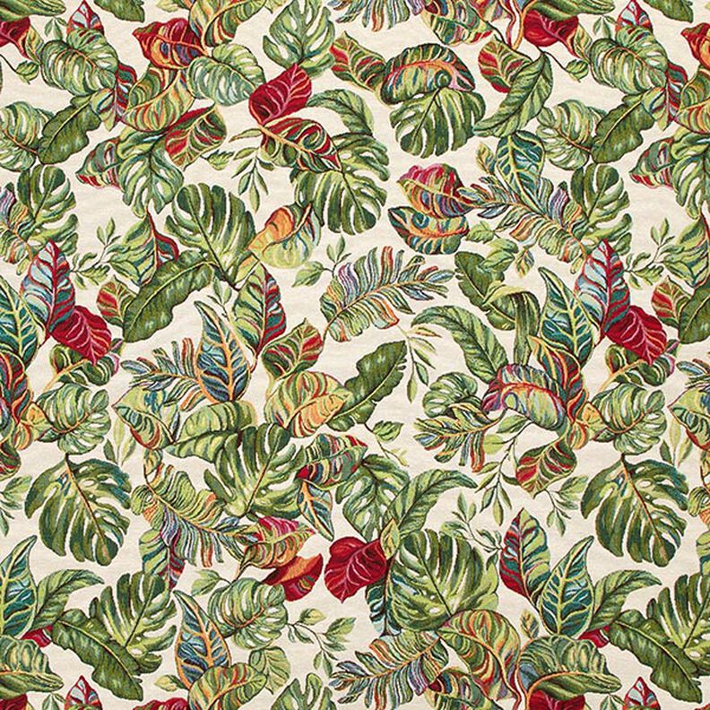 Jacquard Gobelin Palmier Monstera – vert/rouge,  image number 1