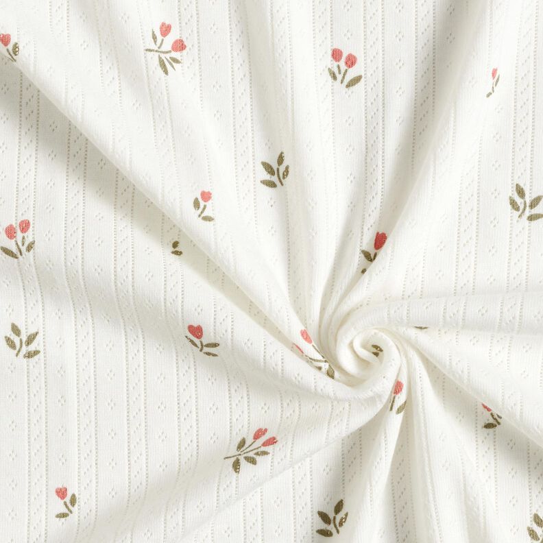 Ajour Jersey coton Tulipes – ivoire, image number 3