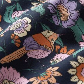 Coton enduit Océan de fleurs – bleu nuit, 