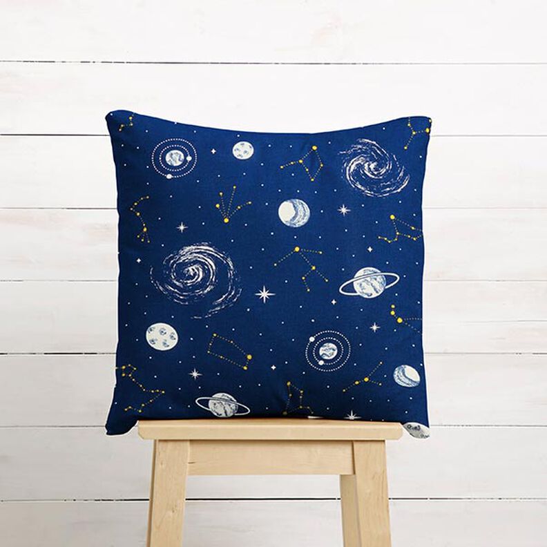 Tissu de décoration Constellations Glow in the Dark – bleu marine/jaune clair,  image number 9