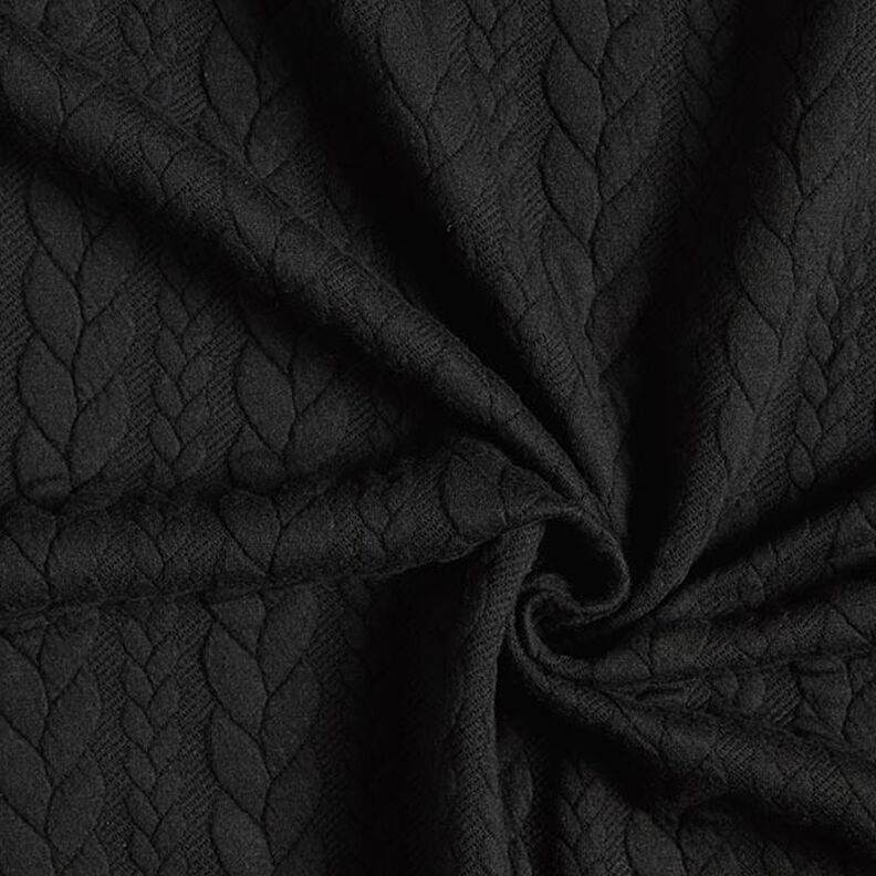 Jersey jacquard Cloqué Torsades – noir,  image number 3