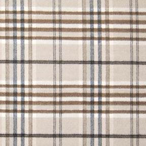 Tissu pour manteau Mélange de laine Tissu gratté à carreaux – taupe clair/mocca, 