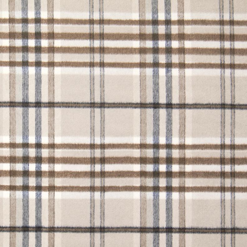 Tissu pour manteau Mélange de laine Tissu gratté à carreaux – taupe clair/mocca, image number 1
