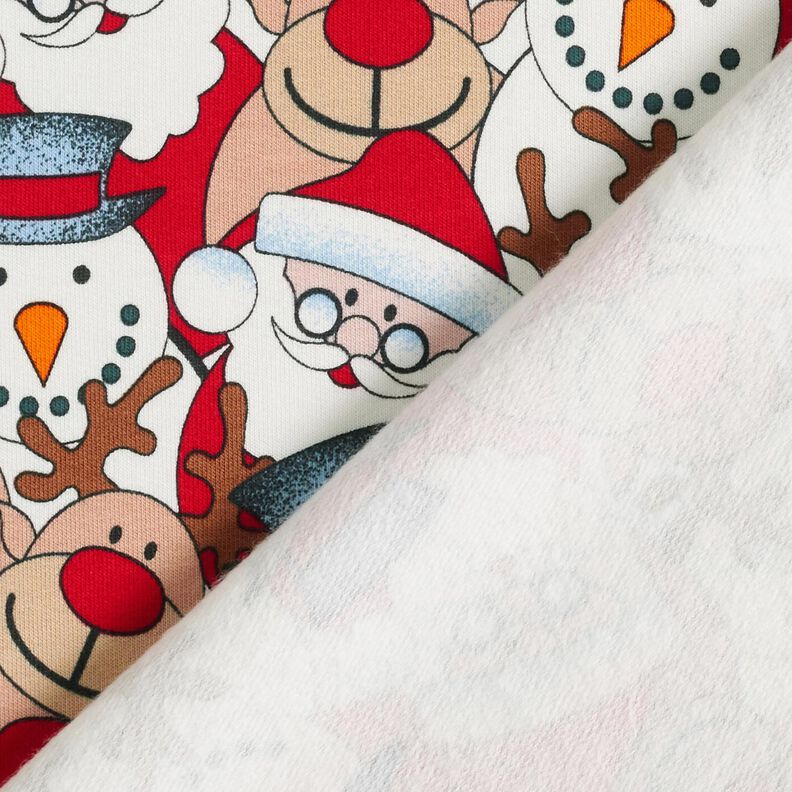 French Terry Sweat d’été Renne, Père Noël et bonhomme de neige – écru,  image number 4