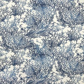 Tissu de décoration Semi-panama Magnifiques coraux – bleu marine/nature, 