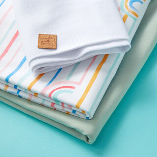 GOTS Lot de tissus jersey Arc-en-ciel aquarelle | Tula – blanc, 