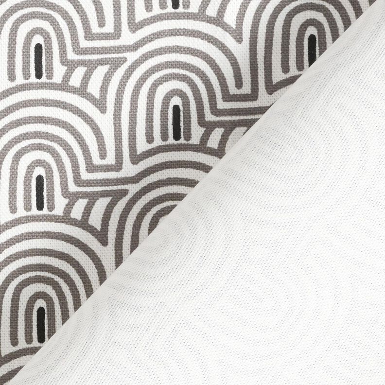 Tissu de décoration Semi-panama Courbes minimalistes – blanc/gris, image number 4