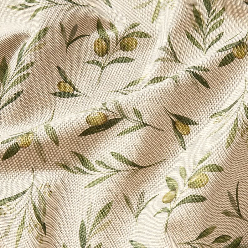 Tissu de décoration Semi-panama olives vertes – nature/pin,  image number 2