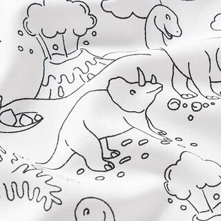 Popeline coton Tissu à colorier Dinosaures – blanc/noir, 