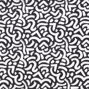 Tissu viscose Lignes ondulées abstraites – noir/blanc, 