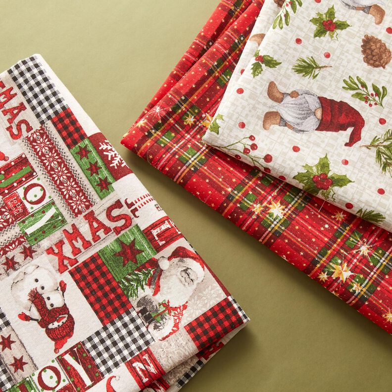 Tissu de décoration Canvas Lutin avec chapeau – beige clair/rouge foncé, image number 5