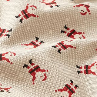 Tissu de décoration Semi-panama mini pères Noël – nature, 