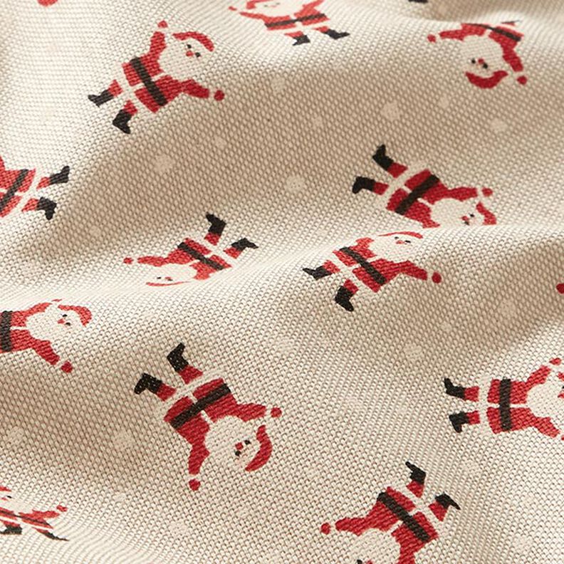 Tissu de décoration Semi-panama mini pères Noël – nature, image number 2