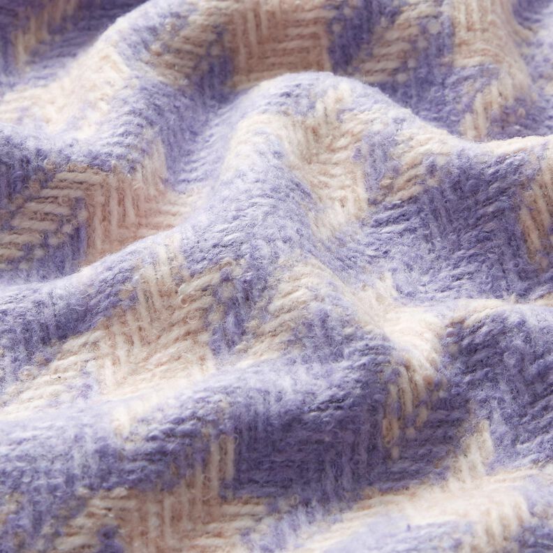 Tissu pour manteau pied-de-poule grossièrement tissé – beige/mauve,  image number 2