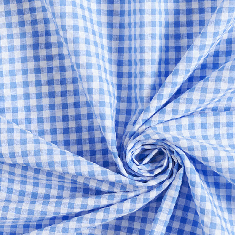 Seersucker Mélange coton à carreaux Vichy – bleu clair,  image number 3