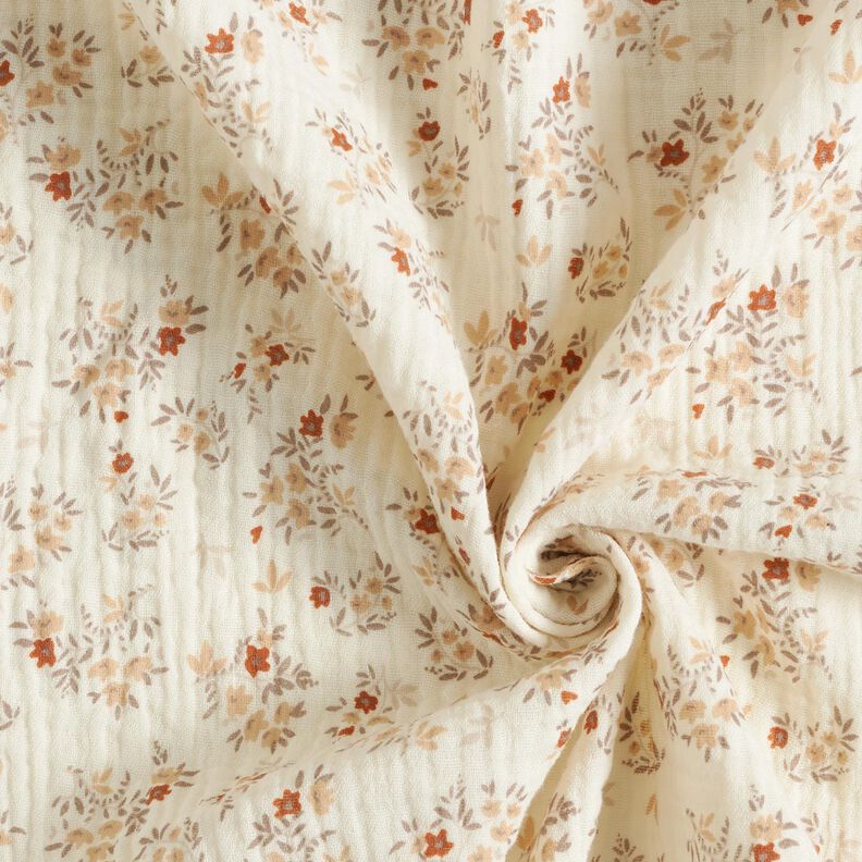 Tissu double gaze de coton Petites fleurs – écru,  image number 4