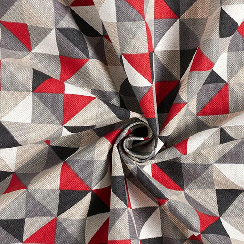 Tissu de décoration Semi-panama motif losange rétro – rouge/gris,  image number 3