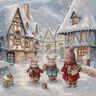 panneau décoratif Gobelin lapins de Noël – bleu clair/carmin,  thumbnail number 1