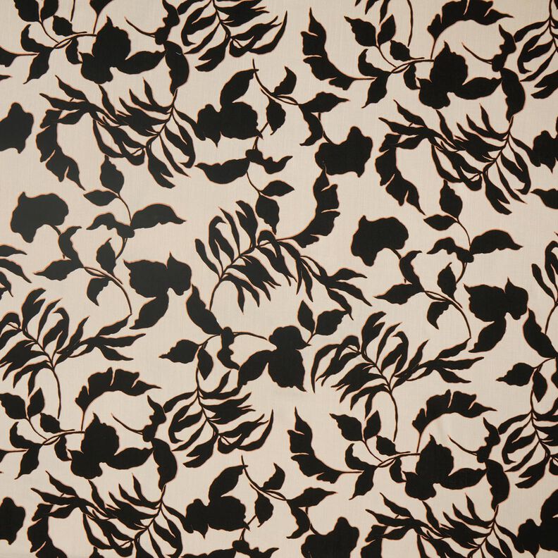 Tissu viscose Feuilles luxuriantes  – amande/noir,  image number 1