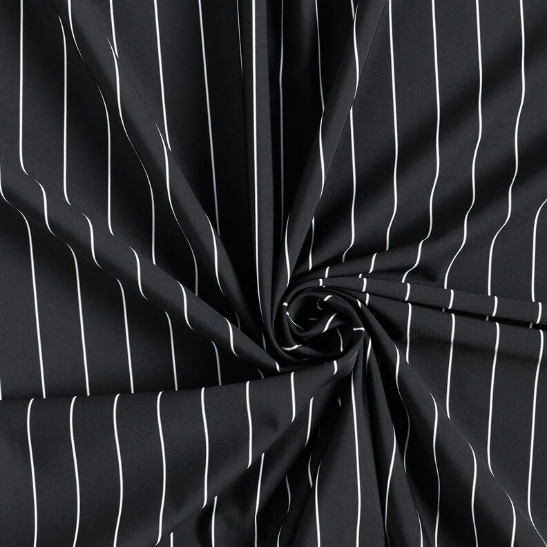 Tissu pour pantalon en stretch à fines rayures – noir/blanc,  image number 3