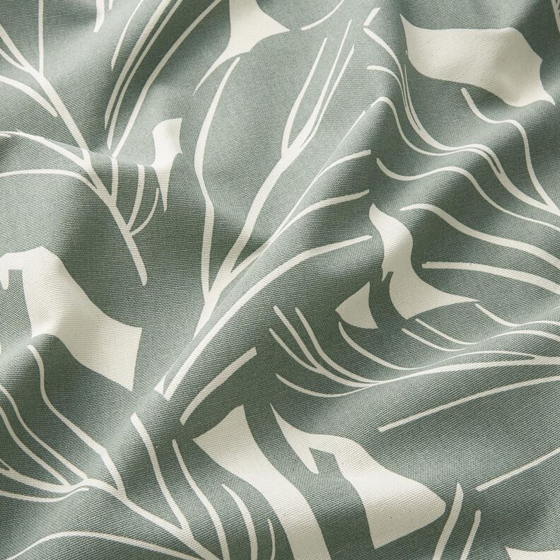 Tissu de décoration Panama Feuilles élégantes – roseau/nature, image number 2