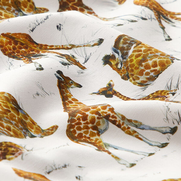 Popeline coton Impression numérique Impression aquarelle girafes | STENZO – blanc – Échantillon,  image number 2