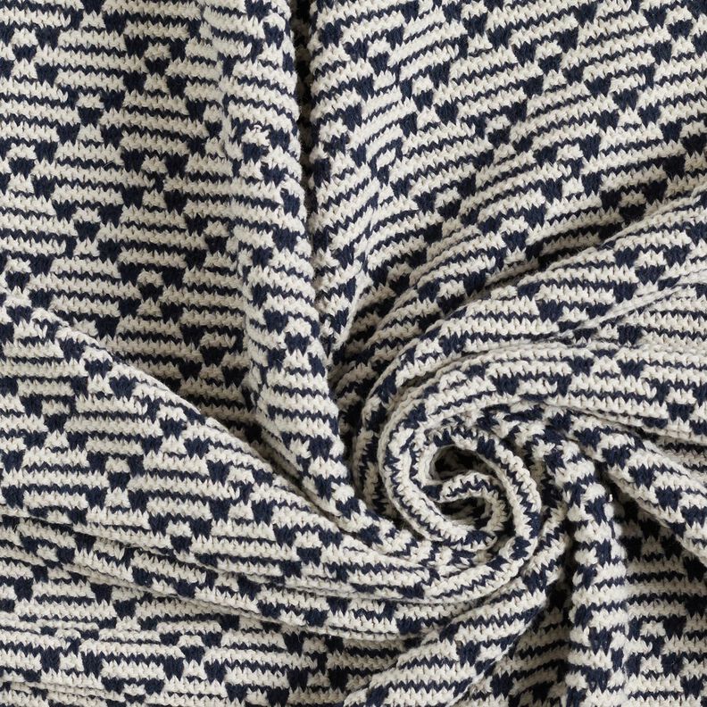 Grandes mailles de coton Losanges – blanc/bleu marine,  image number 3
