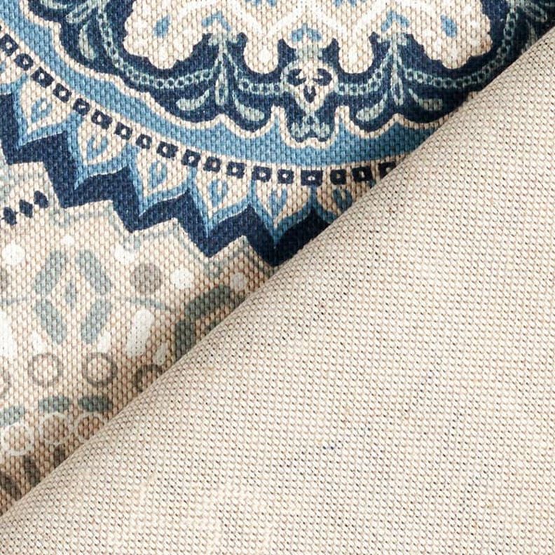 Tissu de décoration Semi-panama Mandala – bleu, image number 4