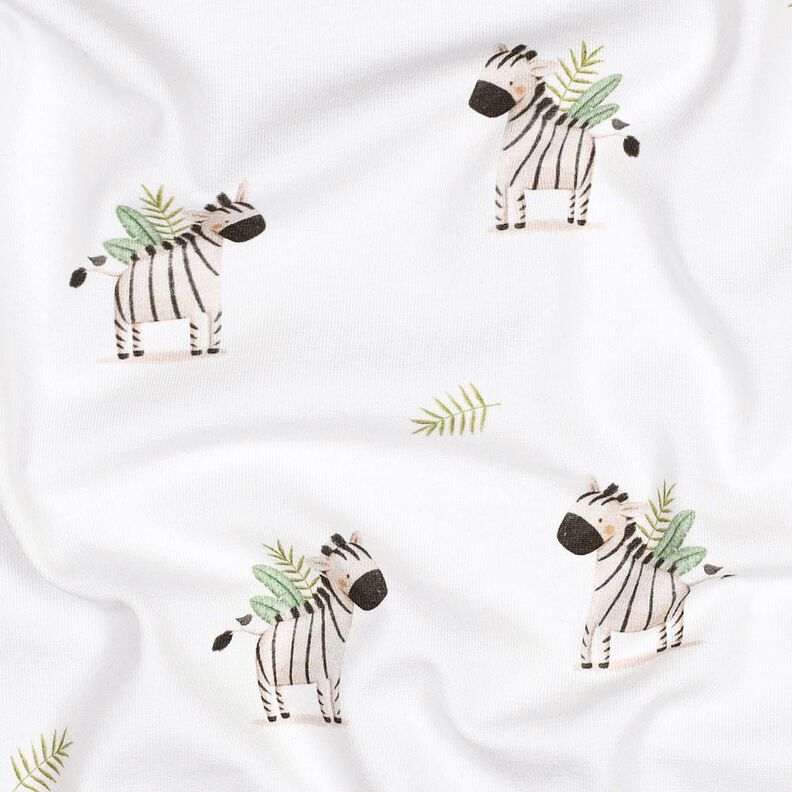 GOTS Jersey coton zèbres dans la steppe Impression numérique | Poppy Fabrics – blanc/noir, image number 2