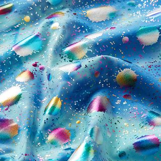Jersey métallisé batik taches pailletées colorées – bleu, 