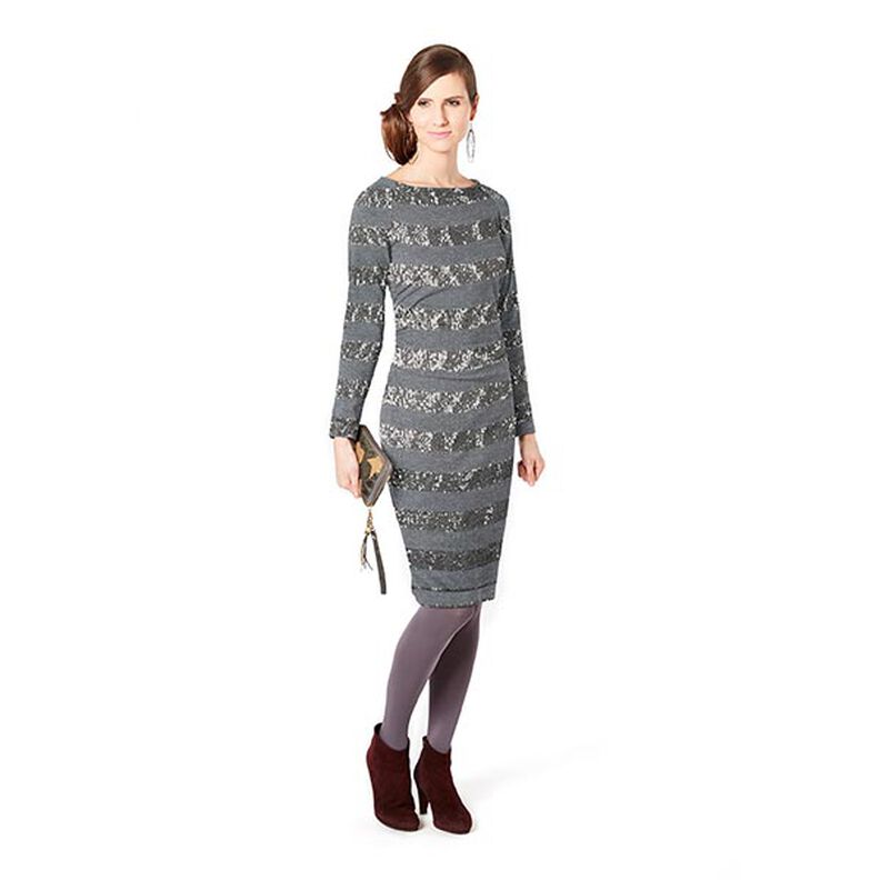 Maille Rayures horizontales à paillettes – gris, image number 6