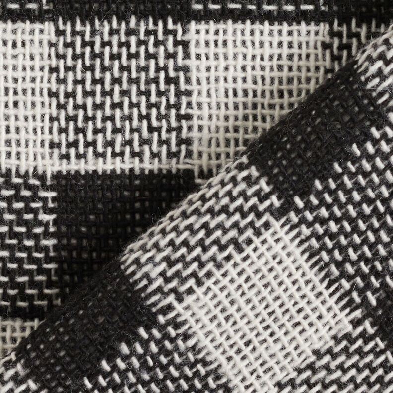 Tissu pour manteau à double carreaux – noir/blanc, image number 5