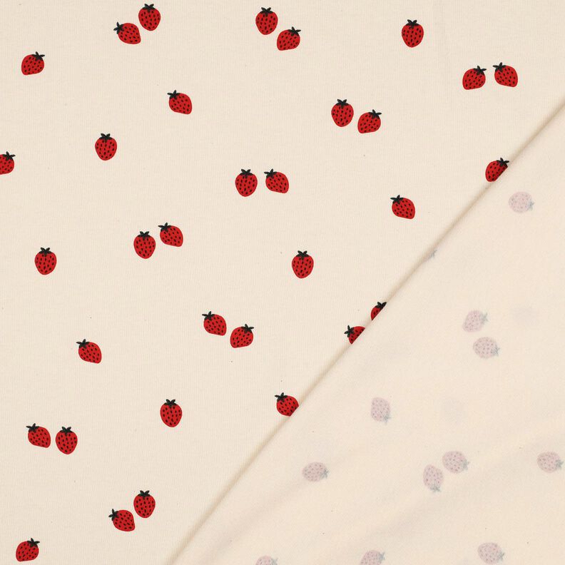 GOTS Jersey coton Fraises | Poppy Fabrics – beige clair/carmin,  image number 4
