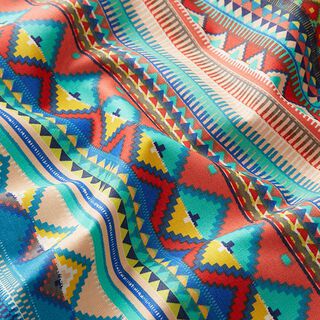Coton enduit Rayures ethniques – bleu/orange, 