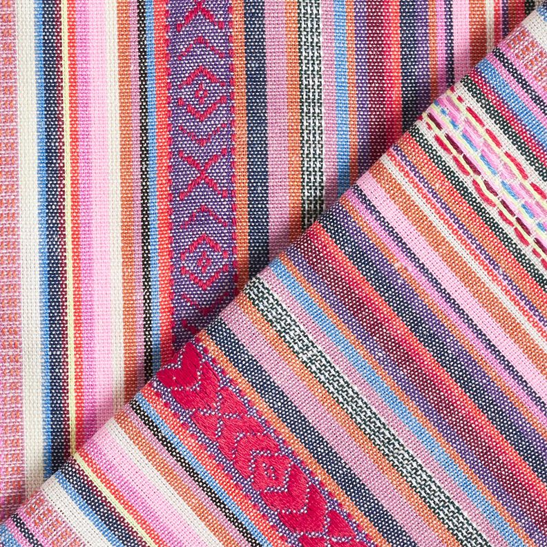 Tissu de décoration Jacquard Rayures pastel – rose/lilas, image number 4