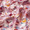 Tissu viscose fleurs et feuilles graphiques – écru/vieux rose foncé,  thumbnail number 2