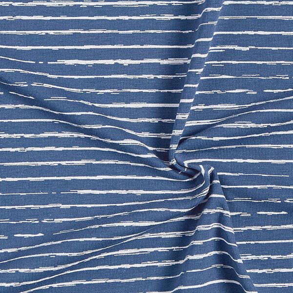 Jersey coton Bandes de gribouillage – bleu jean,  image number 3