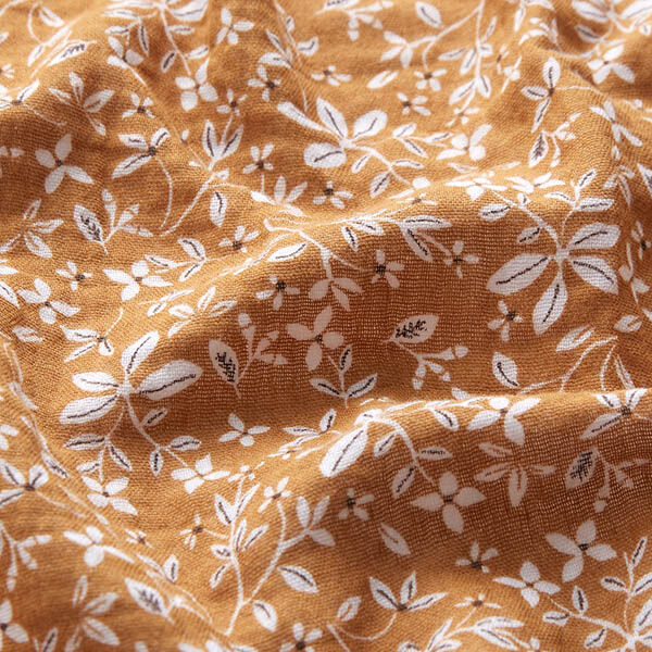 Tissu double gaze de coton Vrilles de fleurs – brun faon, image number 2
