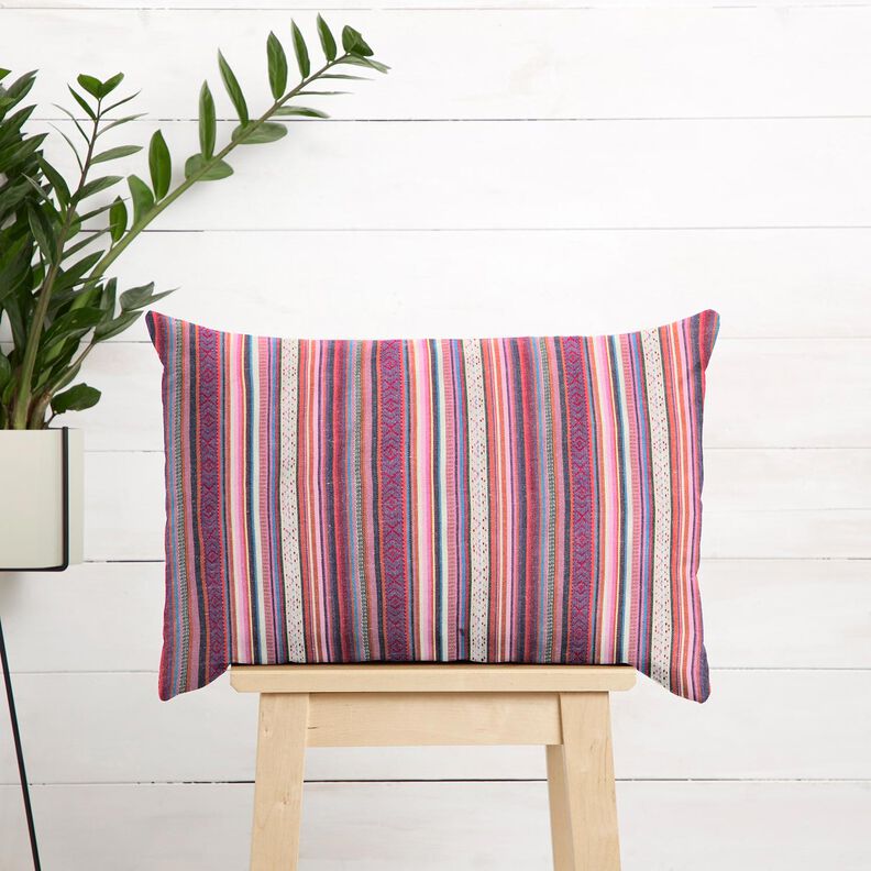 Tissu de décoration Jacquard Rayures pastel – rose/lilas, image number 6