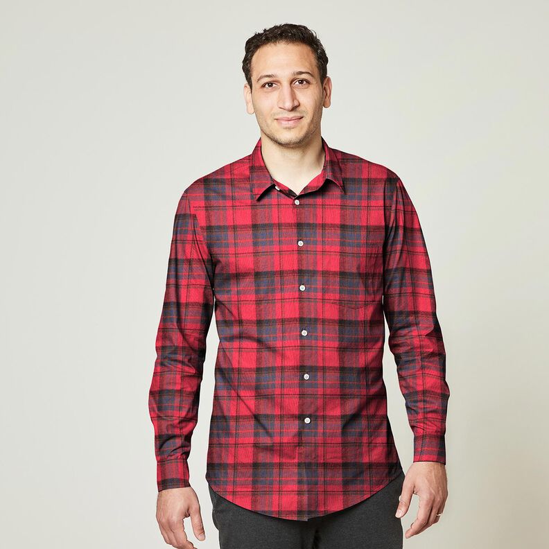 Flanelle coton Carreaux – chili/indigo, image number 6