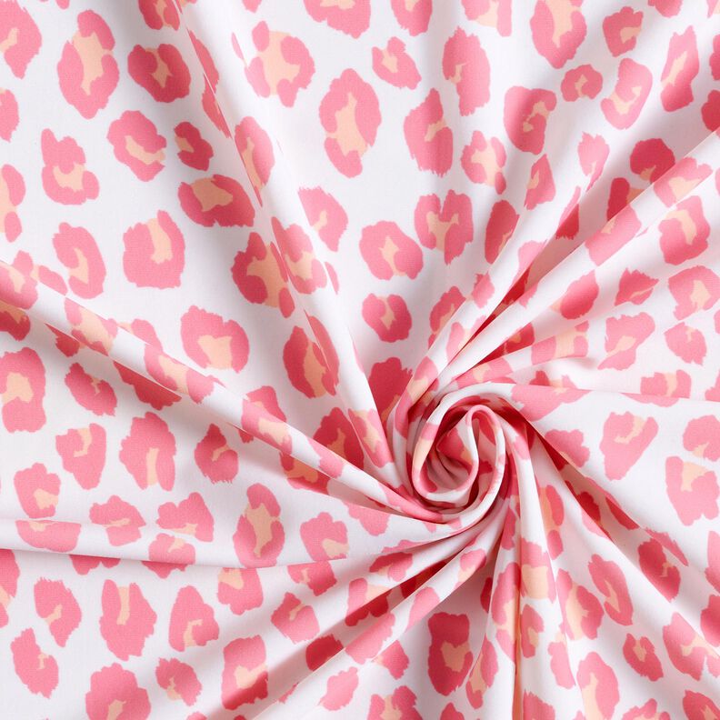 Tissu pour maillot de bain Imprimé léopard – blanc/rose,  image number 3