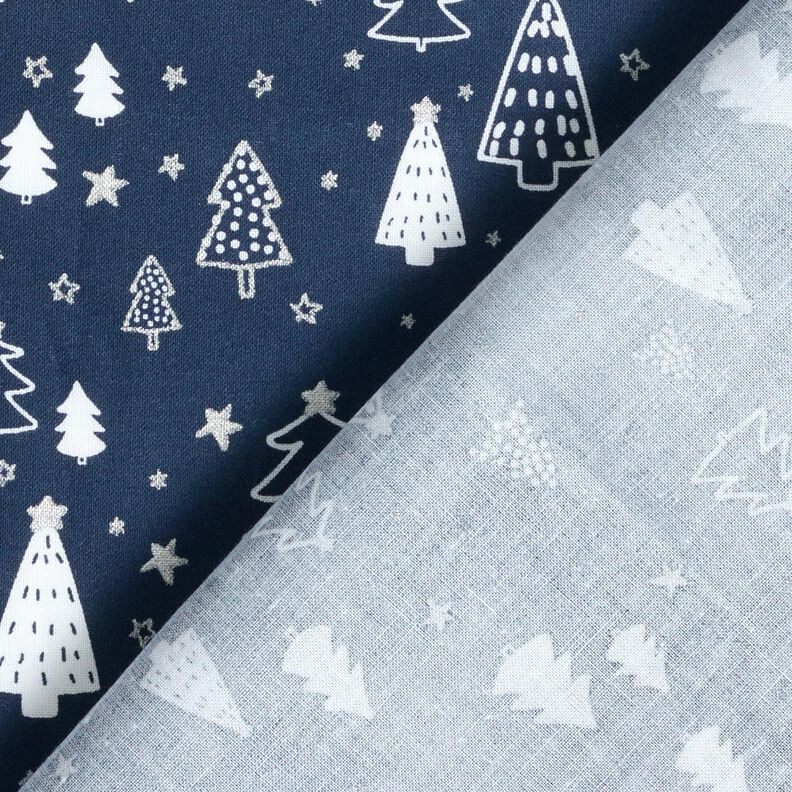 Tissu en coton Popeline petits sapins de Noël – bleu marine/blanc,  image number 4