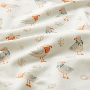 Jersey coton Mouette, étoile de mer, nœud Impression numérique – écru, 