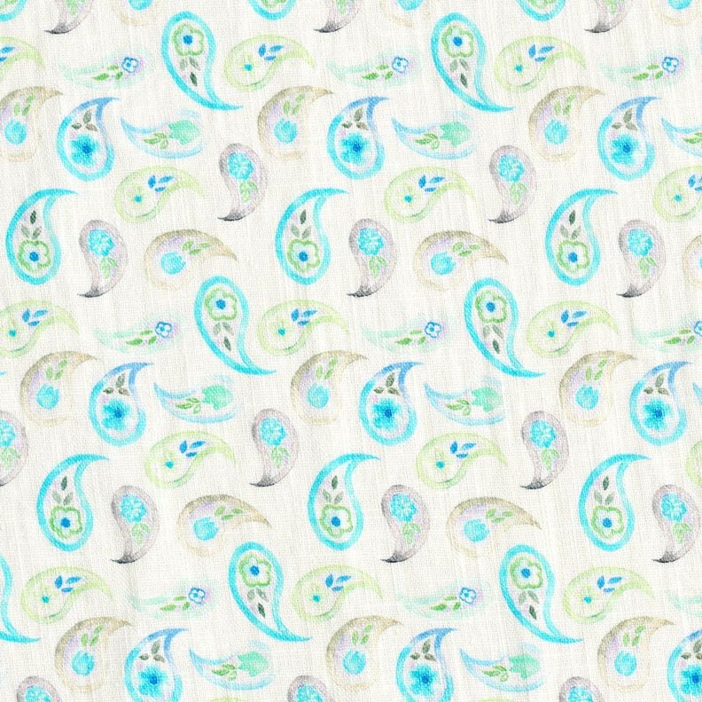 Lin mélangé Cachemire – ivoire/turquoise clair,  image number 1