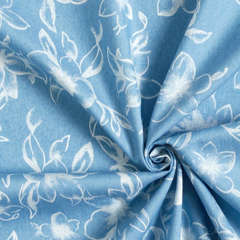 Chambray Fleurs d'été – bleu clair/écru,  image number 3